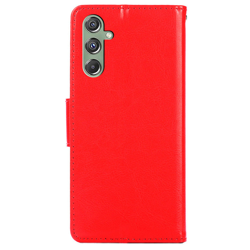 For Samsung Galaxy M34 5G / F34 5G Case Dustproof TPU+PU Leather Wallet Stand Cell Phone Protector - Red