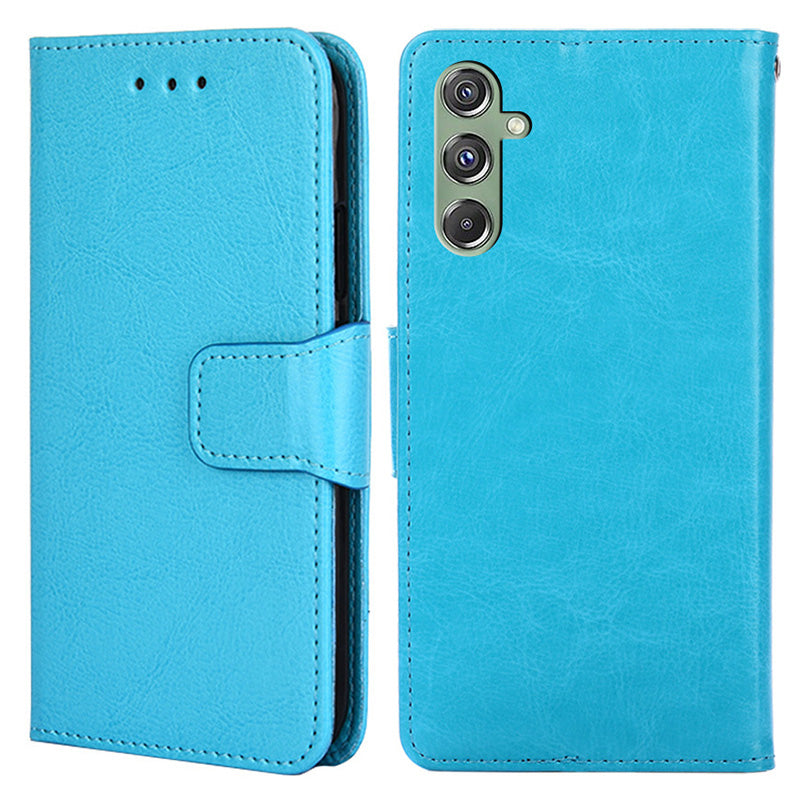 For Samsung Galaxy M34 5G / F34 5G Case Dustproof TPU+PU Leather Wallet Stand Cell Phone Protector - Baby Blue
