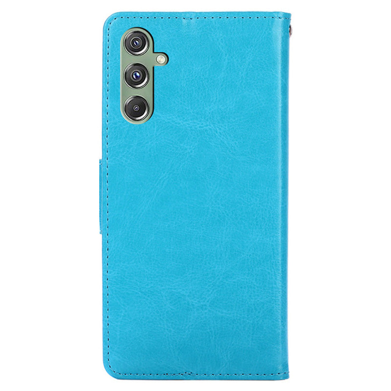 For Samsung Galaxy M34 5G / F34 5G Case Dustproof TPU+PU Leather Wallet Stand Cell Phone Protector - Baby Blue