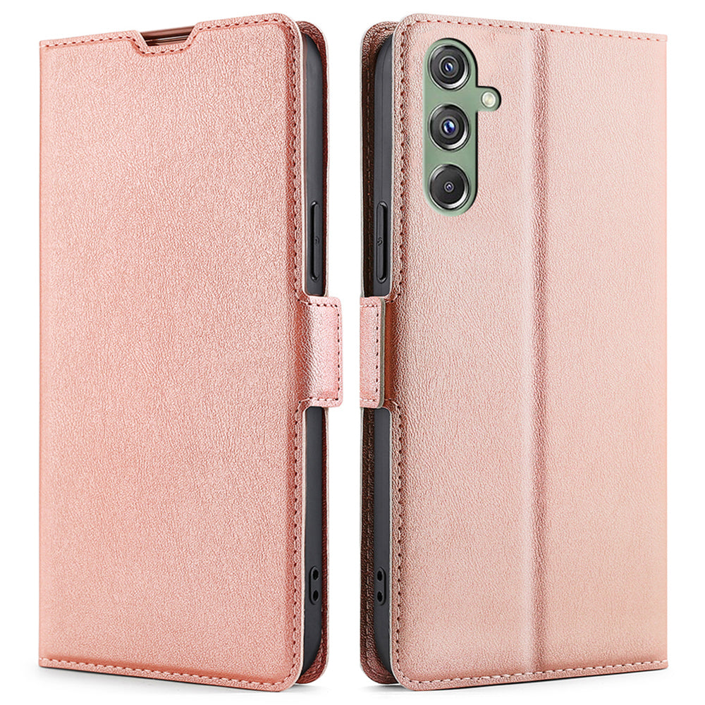 For Samsung Galaxy M34 5G / F34 5G Case Scratch-resistant PU Leather Phone Cover with Card Slot - Rose Gold