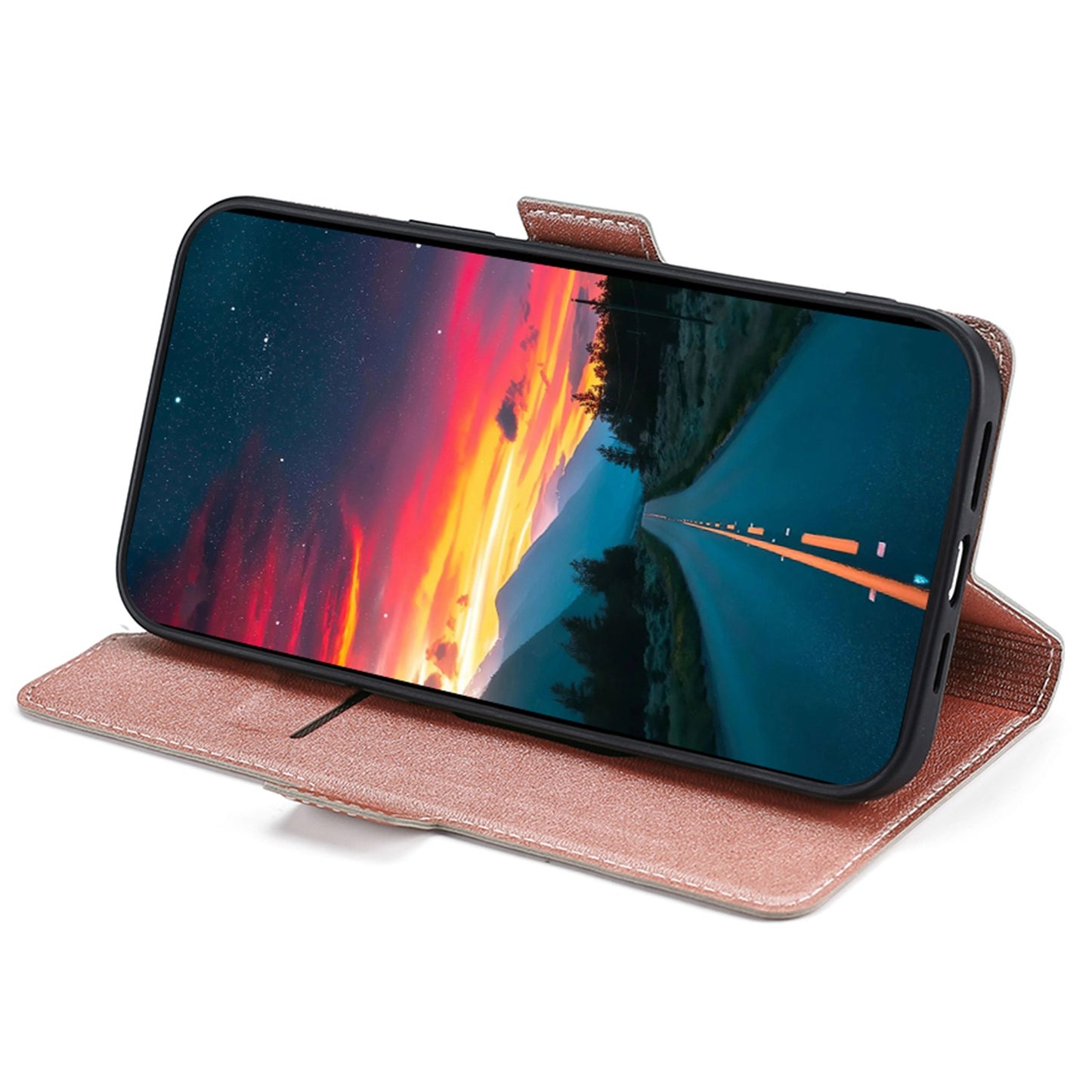 For Samsung Galaxy M34 5G / F34 5G Case Scratch-resistant PU Leather Phone Cover with Card Slot - Rose Gold