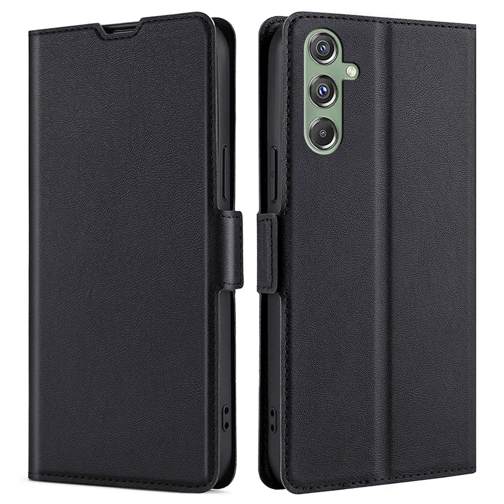 For Samsung Galaxy M34 5G / F34 5G Case Scratch-resistant PU Leather Phone Cover with Card Slot - Black
