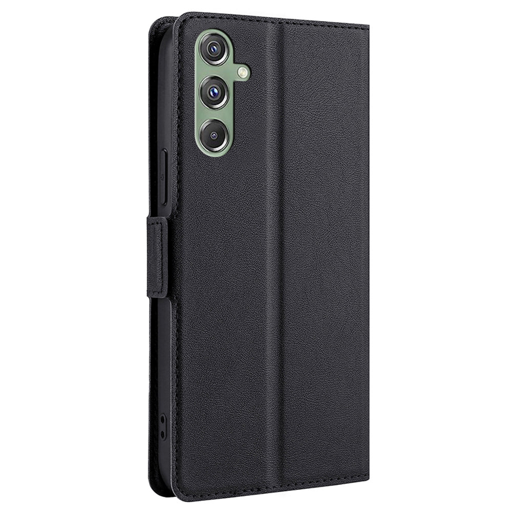 For Samsung Galaxy M34 5G / F34 5G Case Scratch-resistant PU Leather Phone Cover with Card Slot - Black