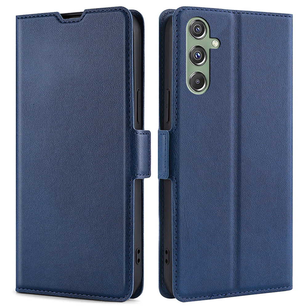 For Samsung Galaxy M34 5G / F34 5G Case Scratch-resistant PU Leather Phone Cover with Card Slot - Blue