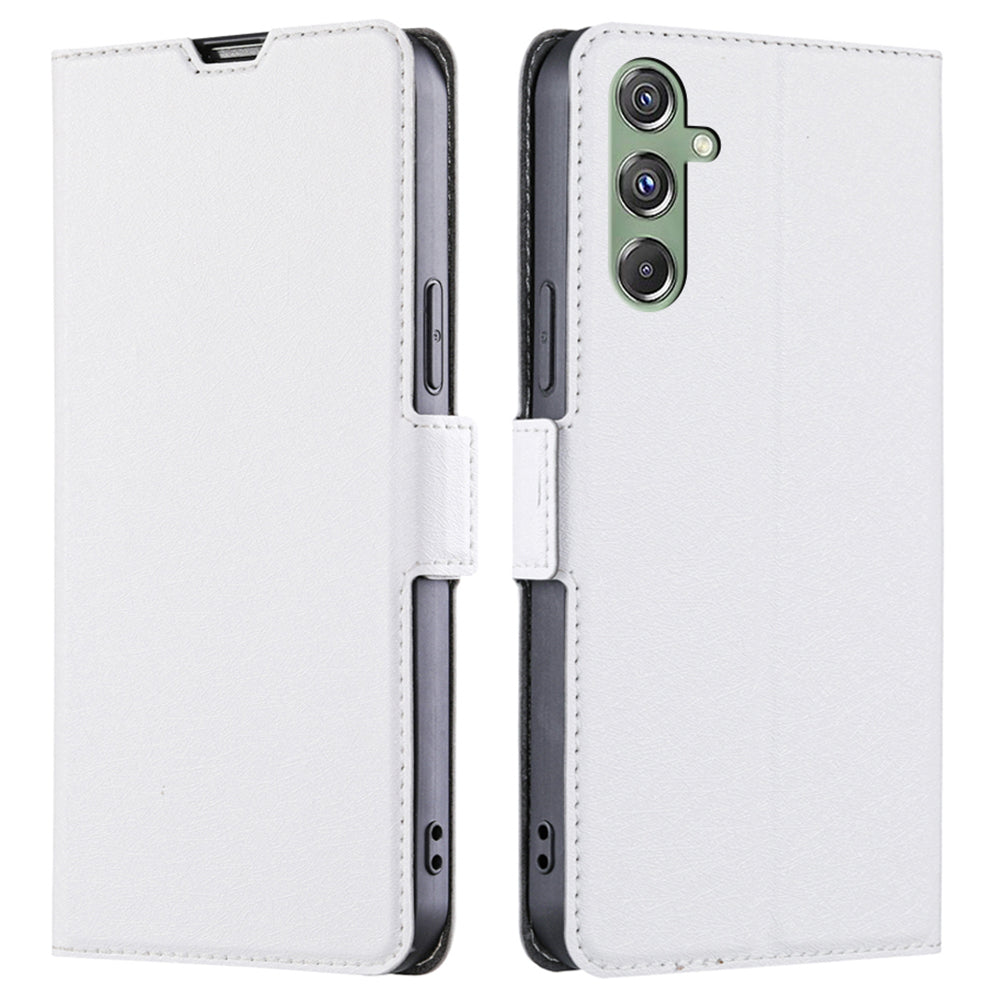 For Samsung Galaxy M34 5G / F34 5G Case Scratch-resistant PU Leather Phone Cover with Card Slot - White