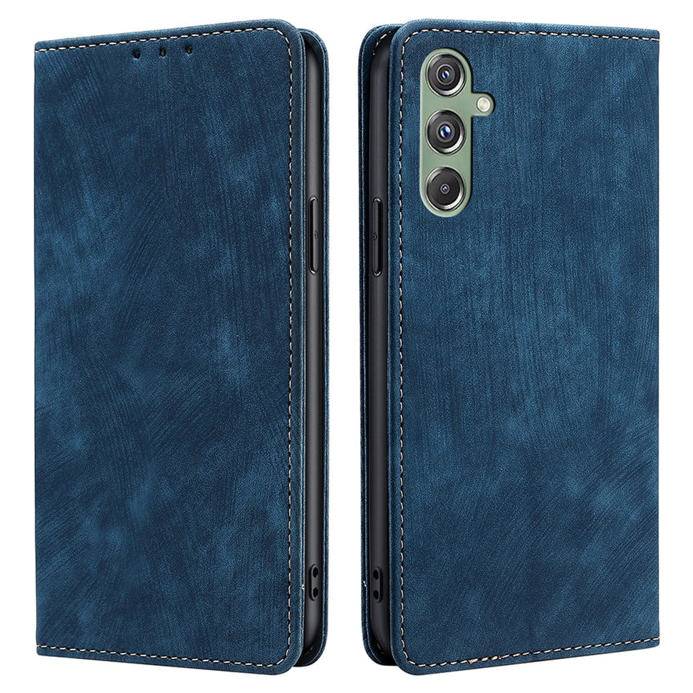 For Samsung Galaxy M34 5G / F34 5G Case Wallet PU Leather Phone Cover with RFID Blocking Function - Blue