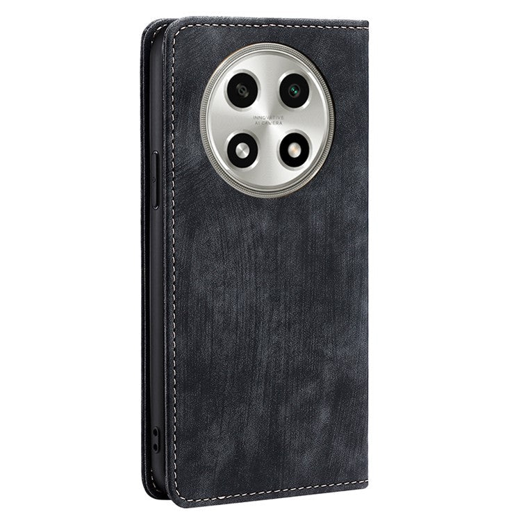 RFID Blocking Cover for Oppo A2 Pro 5G Case PU Leather Wallet Phone Shell - Black