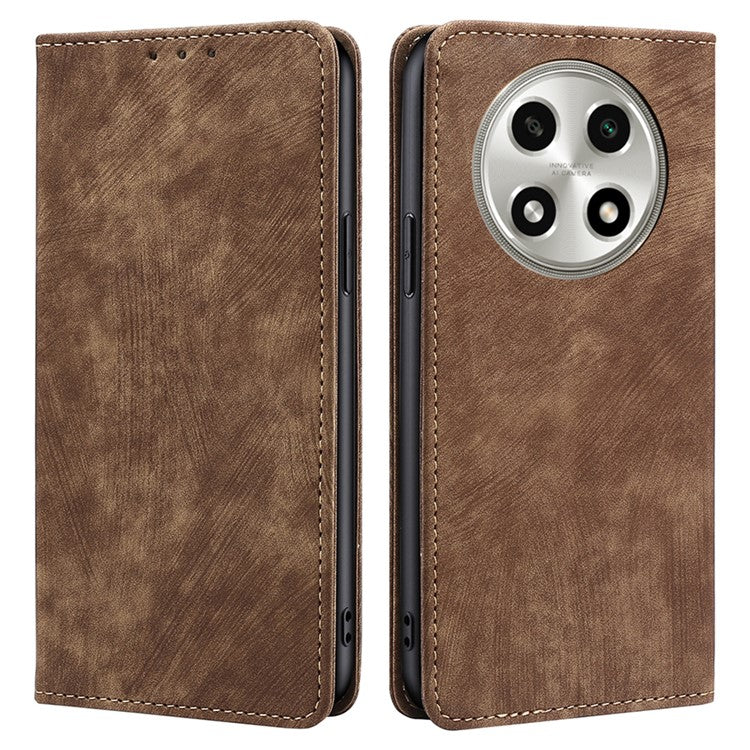 RFID Blocking Cover for Oppo A2 Pro 5G Case PU Leather Wallet Phone Shell - Brown