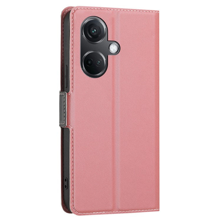 For OnePlus Nord CE3 5G Case PU Leather Twill Texture Magnetic Closure Phone Cover - Pink