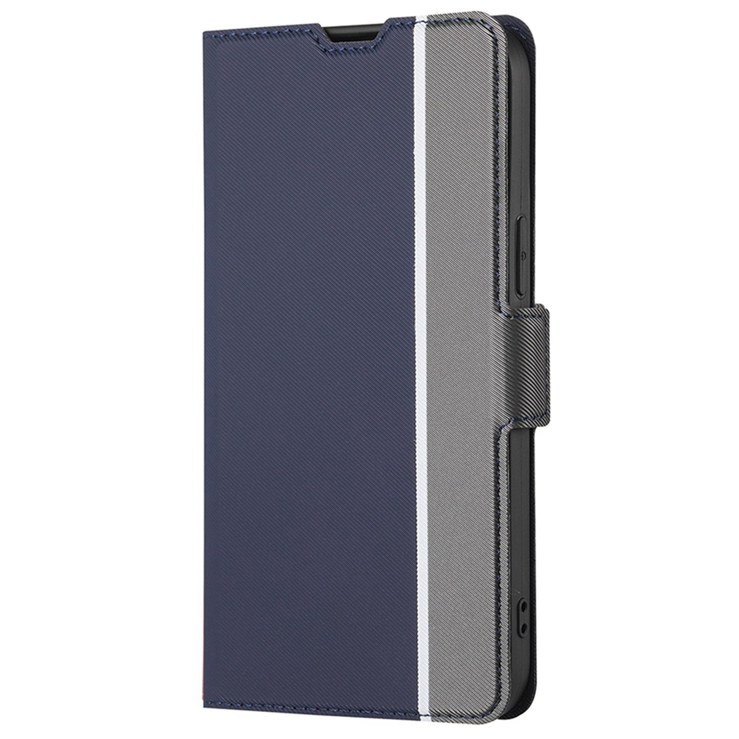 For Samsung Galaxy M34 5G / F34 5G Case Stand Anti-Scratch PU Leather Twill Texture Phone Cover Card Holder Shell - Blue