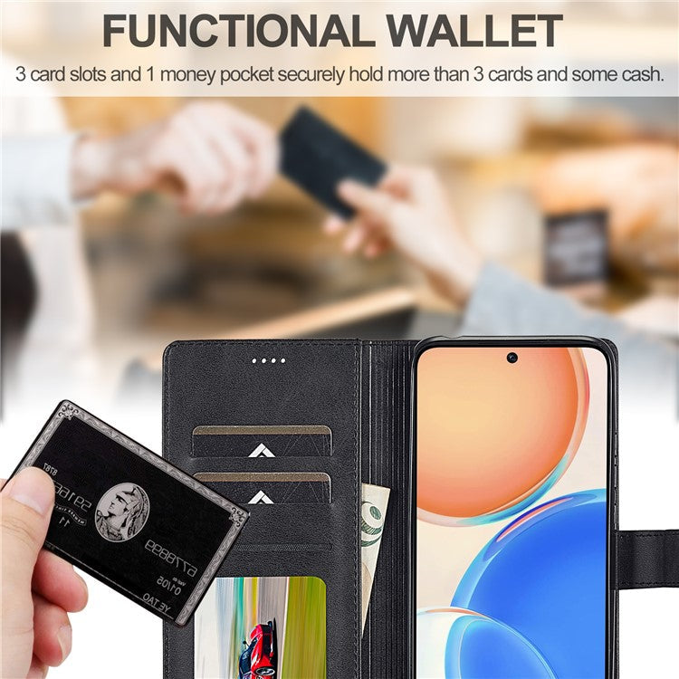 LC.IMEEKE For Honor X8 4G / X30i / Play6T Pro Case Wallet Phone Leather Cover - Black