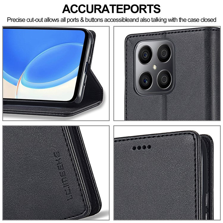 LC.IMEEKE For Honor X8 4G / X30i / Play6T Pro Case Wallet Phone Leather Cover - Black