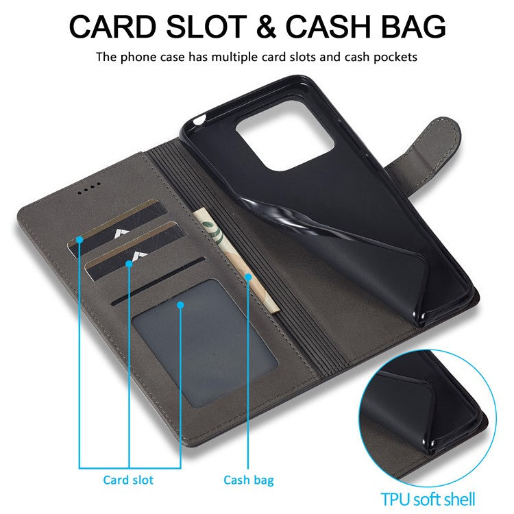 LC.IMEEKE For Honor X8 4G / X30i / Play6T Pro Case Wallet Phone Leather Cover - Black