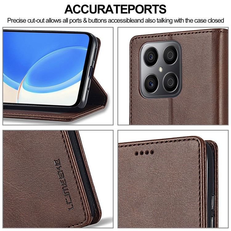 LC.IMEEKE For Honor X8 4G / X30i / Play6T Pro Case Wallet Phone Leather Cover - Brown