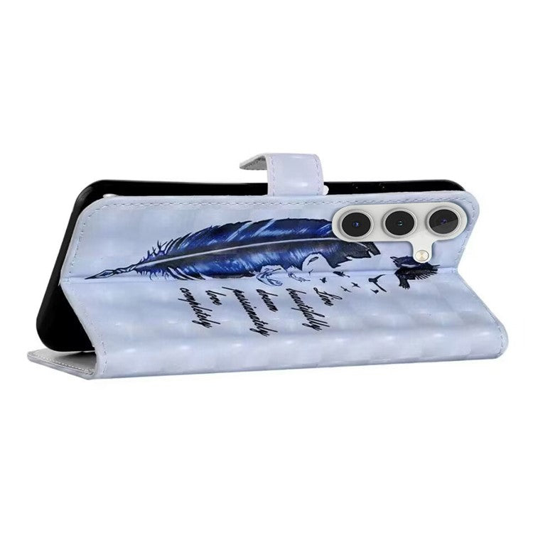 For Samsung Galaxy A05s 4G Case 3D Pattern Printing Wallet Phone Cover - Blue Feather