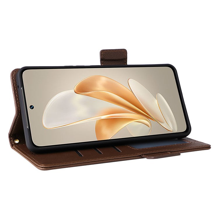 For vivo V29e (Global) 5G / Y200 (India) 5G Case PU Leather Wallet Litchi Texture Phone Cover with Strap - Brown