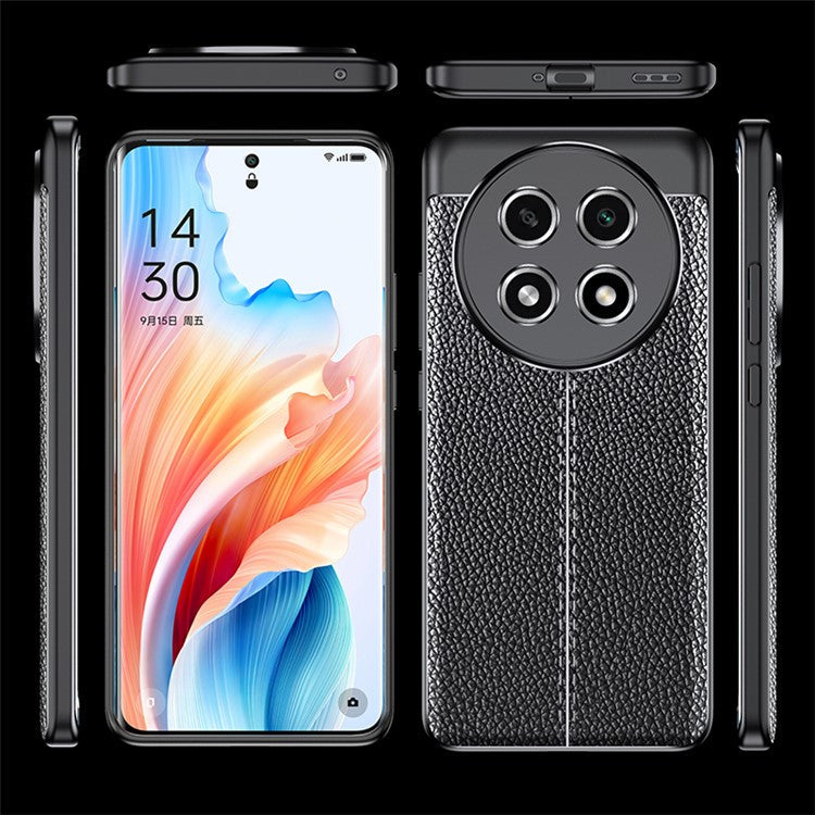 Litchi Texture Phone Case for Oppo A2 Pro 5G Dustproof TPU Phone Cover - Blue