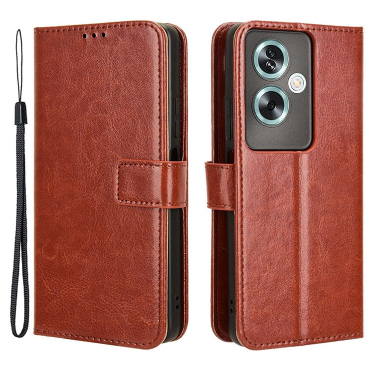 For Oppo A79 5G / A2 5G / OnePlus Nord N30 SE 5G Case PU Leather Crazy Horse Texture Wallet Phone Cover - Brown
