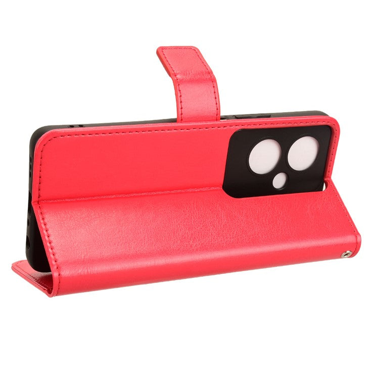 For Oppo A79 5G / A2 5G / OnePlus Nord N30 SE 5G Case PU Leather Crazy Horse Texture Wallet Phone Cover - Red