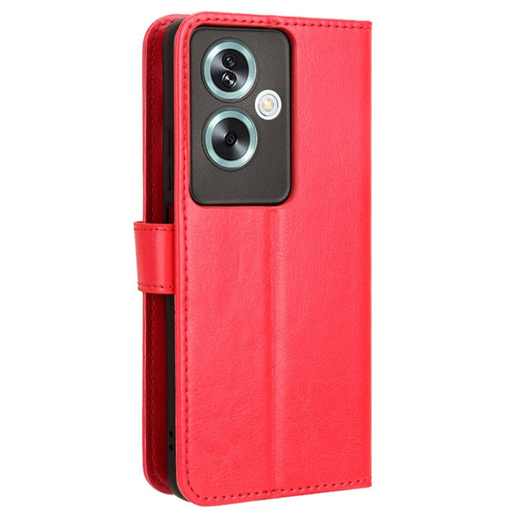 For Oppo A79 5G / A2 5G / OnePlus Nord N30 SE 5G Case PU Leather Crazy Horse Texture Wallet Phone Cover - Red