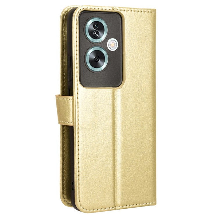 For Oppo A79 5G / A2 5G / OnePlus Nord N30 SE 5G Case PU Leather Crazy Horse Texture Wallet Phone Cover - Gold