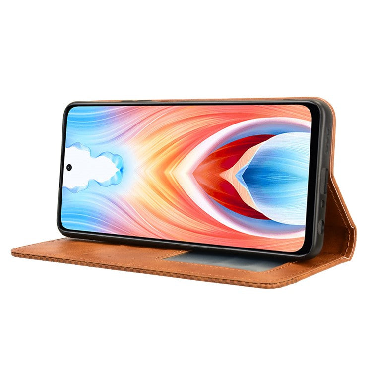 For Oppo A79 5G / A2 5G / OnePlus Nord N30 SE 5G Case Retro PU Leather Magnetic Auto Closing Wallet Cover - Brown