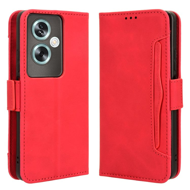 For Oppo A79 5G / A2 5G / OnePlus Nord N30 SE 5G Case Multiple Card Slots Leather Phone Wallet Cover - Red
