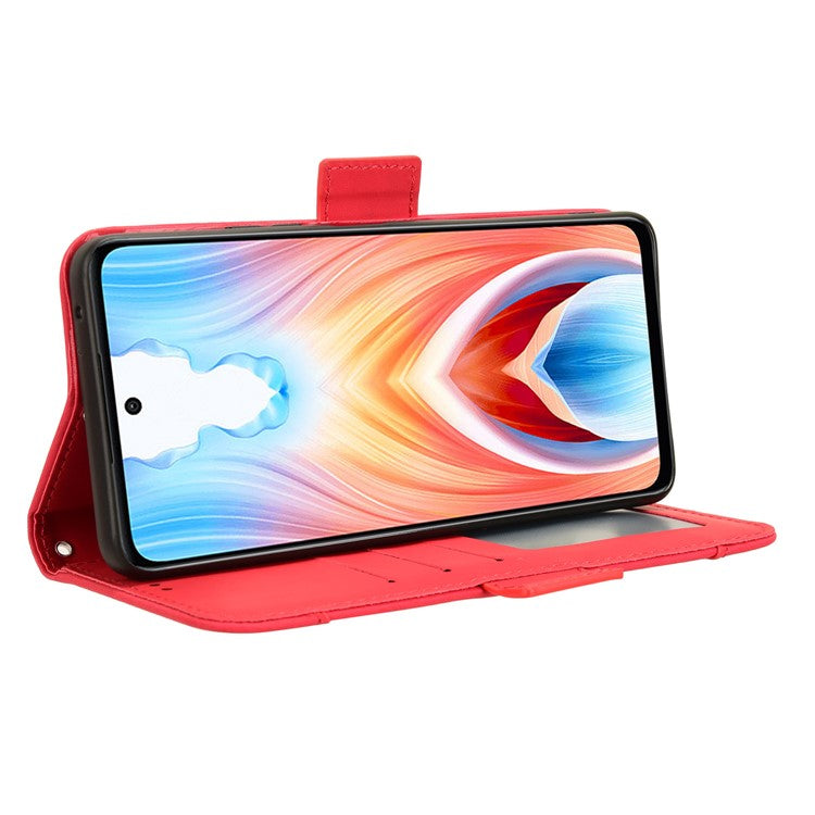 For Oppo A79 5G / A2 5G / OnePlus Nord N30 SE 5G Case Multiple Card Slots Leather Phone Wallet Cover - Red