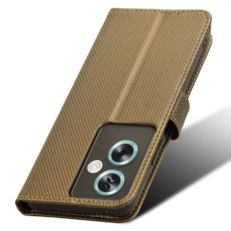 For Oppo A79 5G / A2 5G / OnePlus Nord N30 SE 5G Case Stand Wallet Diamond Texture Phone Cover - Brown