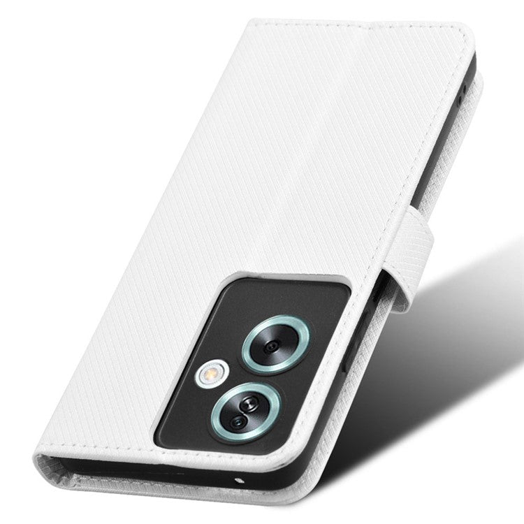 For Oppo A79 5G / A2 5G / OnePlus Nord N30 SE 5G Case Stand Wallet Diamond Texture Phone Cover - White