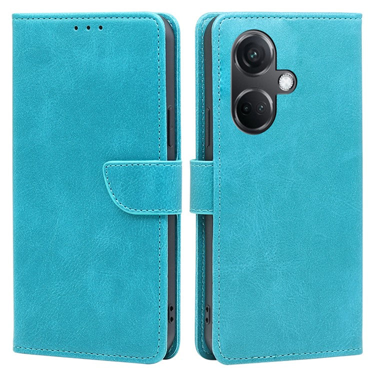 For OnePlus Nord CE3 5G Case Magnetic Clasp Calf Texture PU Leather Phone Shell - Baby Blue