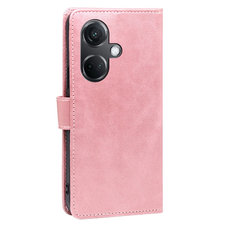 For OnePlus Nord CE3 5G Case Magnetic Clasp Calf Texture PU Leather Phone Shell - Rose Gold