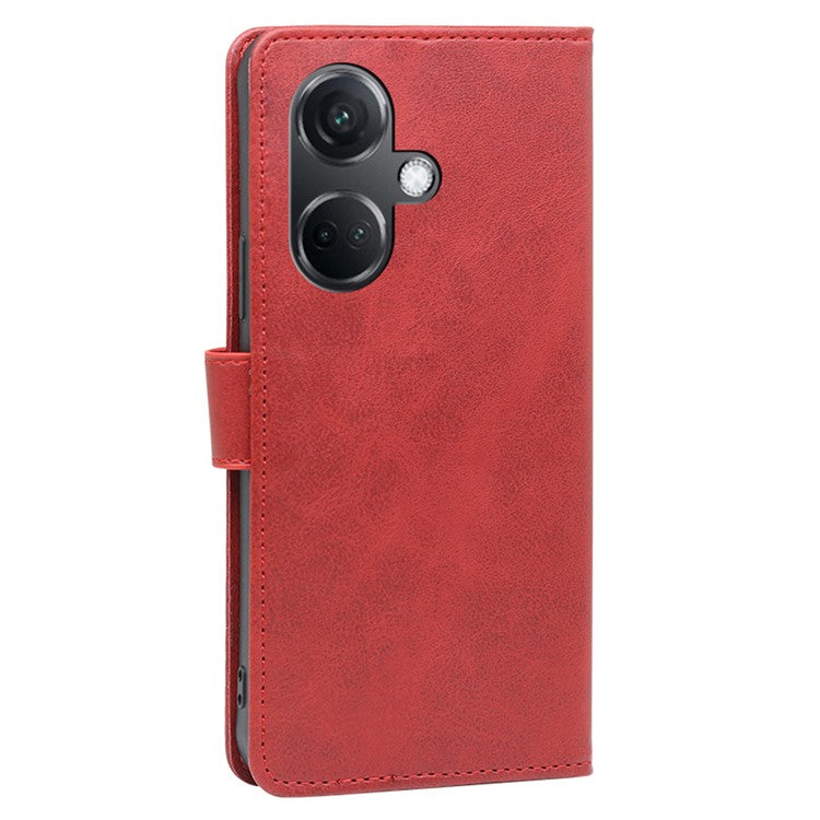 For OnePlus Nord CE3 5G Case Magnetic Clasp Calf Texture PU Leather Phone Shell - Red