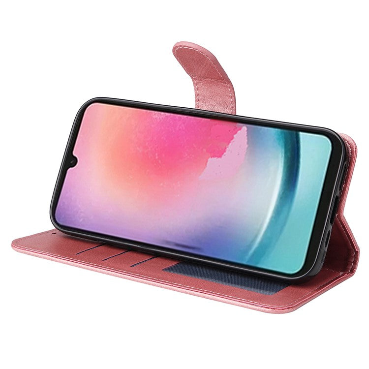 For Samsung Galaxy A25 5G (Global) (161.0 x 76.5 x 8.3mm) Case PU Leather Magnetic Closure Phone Cover - Pink