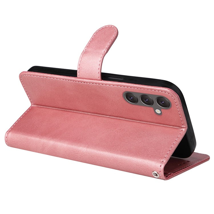 For Samsung Galaxy A25 5G (Global) (161.0 x 76.5 x 8.3mm) Case PU Leather Magnetic Closure Phone Cover - Pink