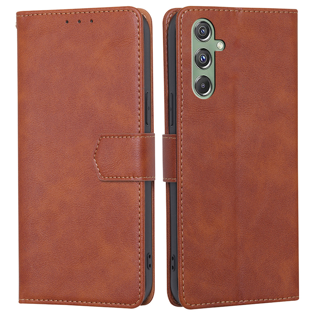 For Samsung Galaxy M34 5G / F34 5G Case RFID Blocking Leather Cover with Wallet Stand - Brown
