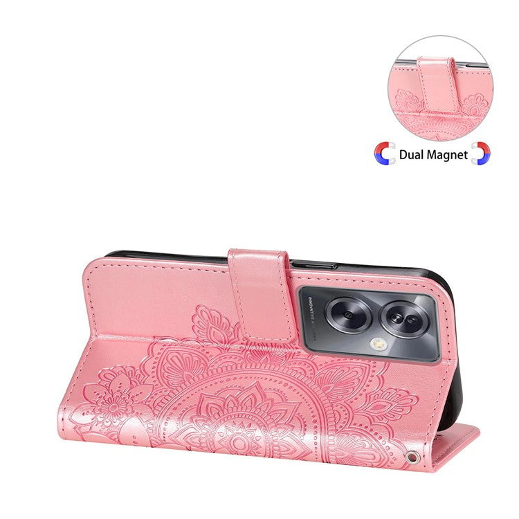 Wallet Phone Case for Oppo A79 5G / A2 5G Case Anti-Drop Imprinted PU Leather Flip Cover - Pink