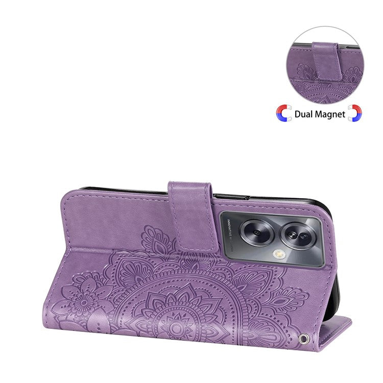 Wallet Phone Case for Oppo A79 5G / A2 5G Case Anti-Drop Imprinted PU Leather Flip Cover - Purple