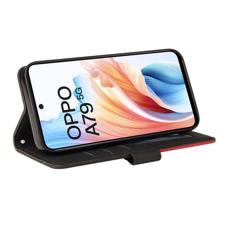 KT Leather Series-1 Phone Shell for Oppo A79 5G / A2 5G Case Splicing PU Leather Wallet Cover - Black