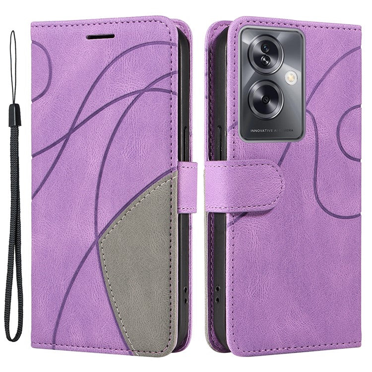 KT Leather Series-1 Phone Shell for Oppo A79 5G / A2 5G Case Splicing PU Leather Wallet Cover - Light Purple