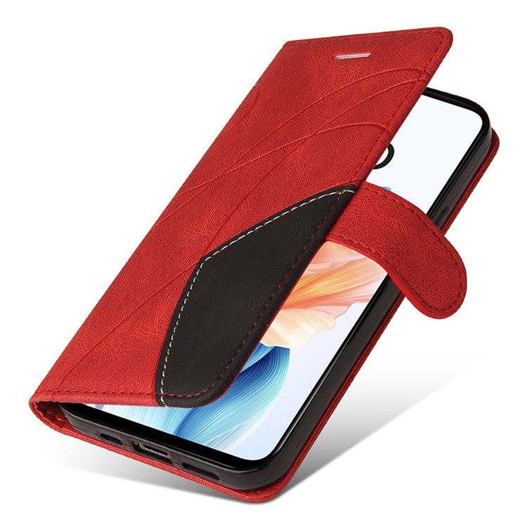 KT Leather Series-1 Phone Shell for Oppo A79 5G / A2 5G Case Splicing PU Leather Wallet Cover - Red