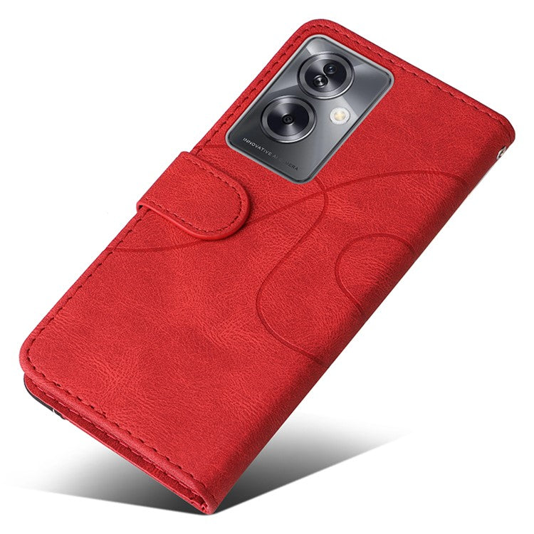 KT Leather Series-1 Phone Shell for Oppo A79 5G / A2 5G Case Splicing PU Leather Wallet Cover - Red