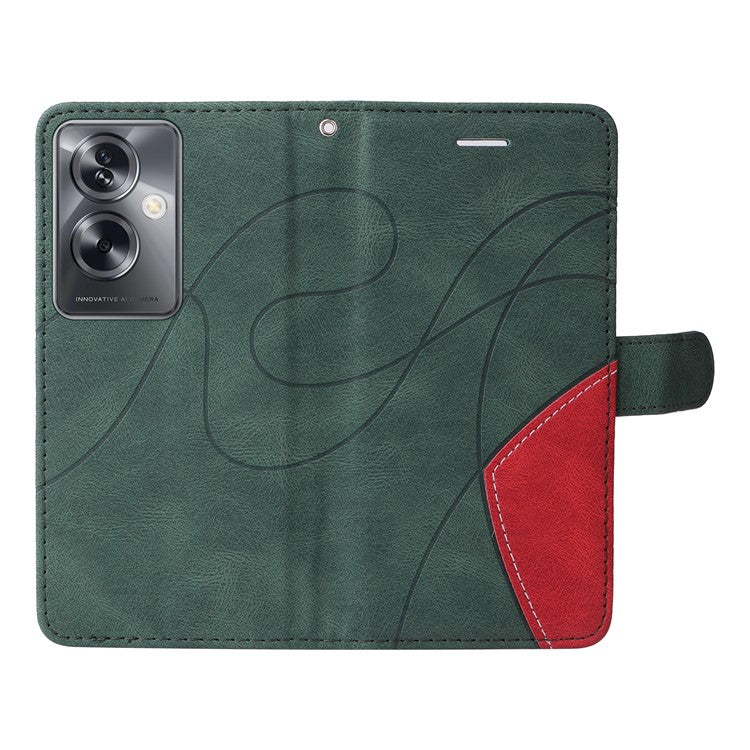 KT Leather Series-1 Phone Shell for Oppo A79 5G / A2 5G Case Splicing PU Leather Wallet Cover - Green