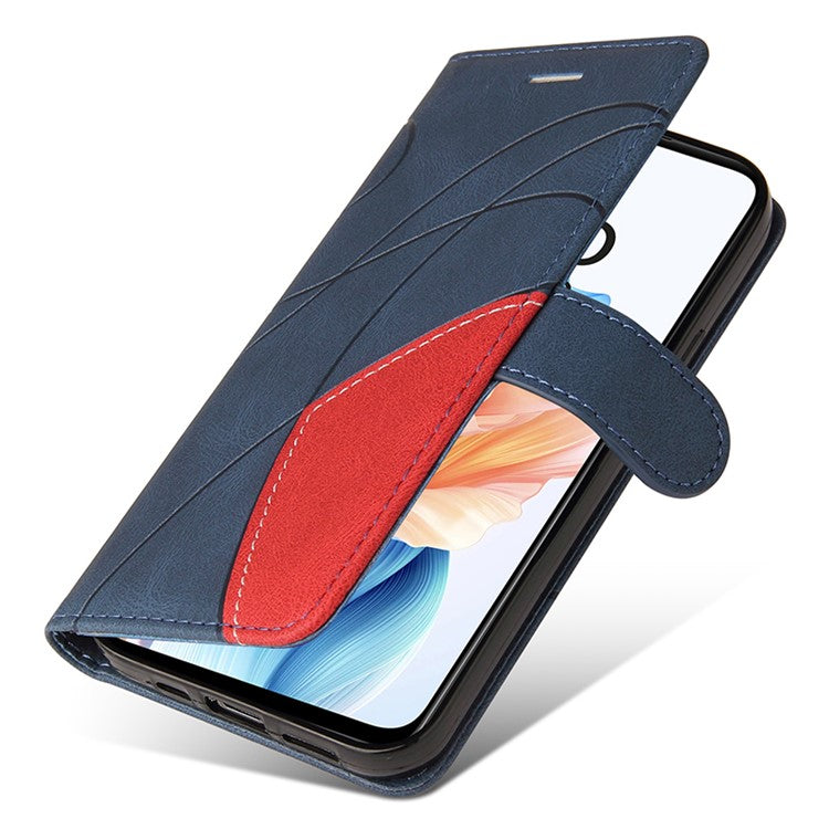KT Leather Series-1 Phone Shell for Oppo A79 5G / A2 5G Case Splicing PU Leather Wallet Cover - Blue
