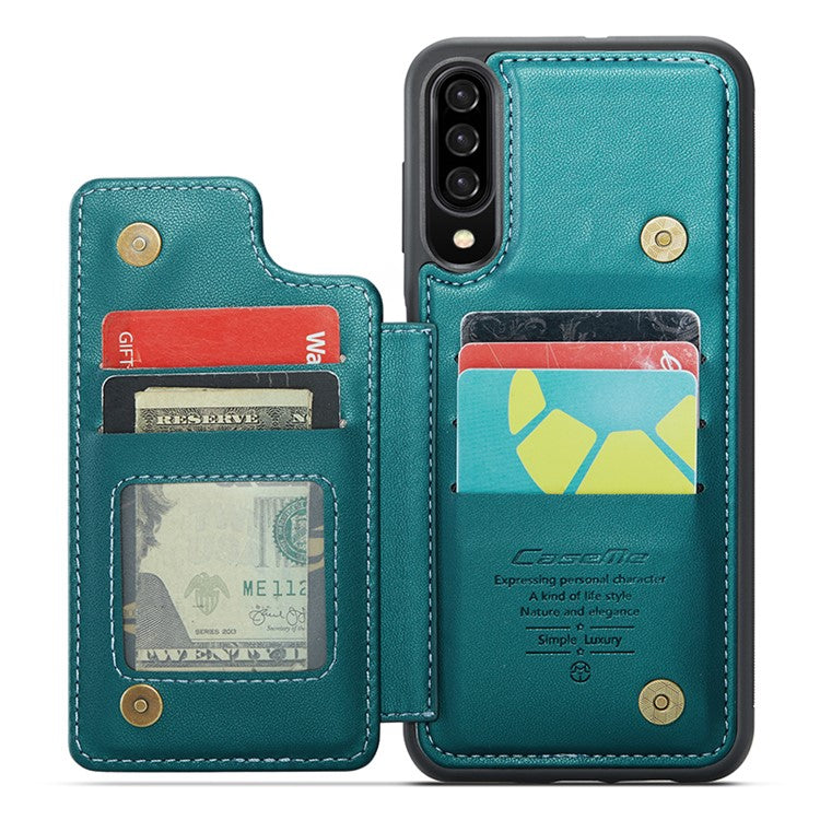 CASEME C22 Series for Samsung Galaxy A50 Case TPU+PU Leather Litchi Texture Kickstand Cover - Green