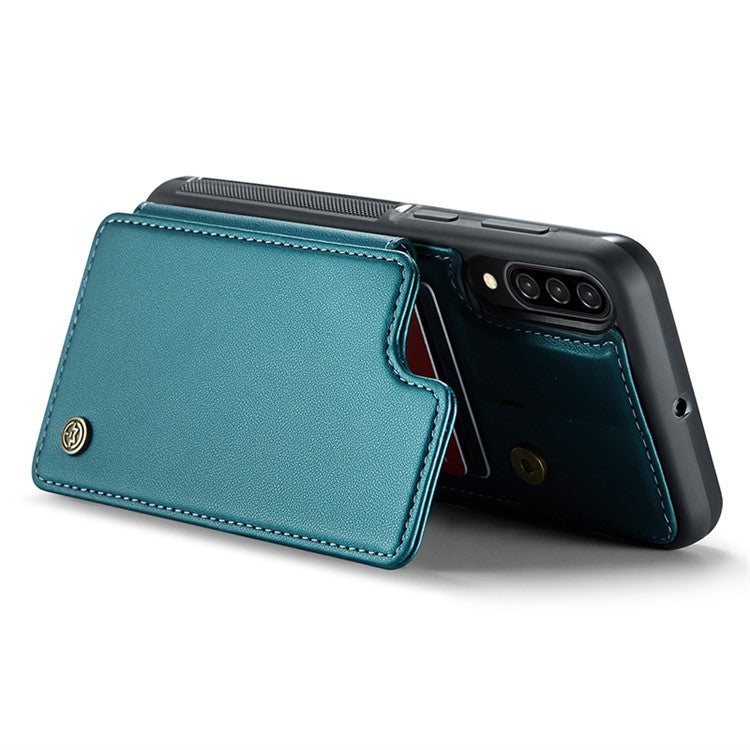 CASEME C22 Series for Samsung Galaxy A50 Case TPU+PU Leather Litchi Texture Kickstand Cover - Green