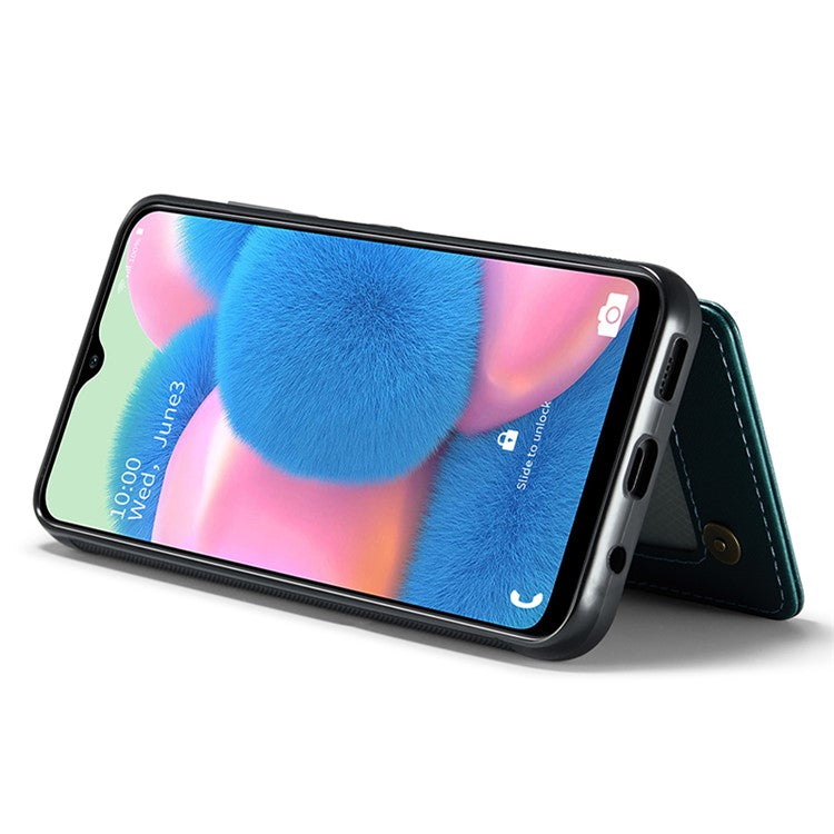 CASEME C22 Series for Samsung Galaxy A50 Case TPU+PU Leather Litchi Texture Kickstand Cover - Green