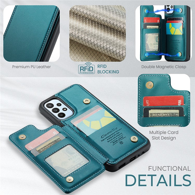 CASEME C22 Series For Samsung Galaxy A23 4G / A23 5G (Global Version) Phone Case RFID Blocking Litchi Texture Cover - Green