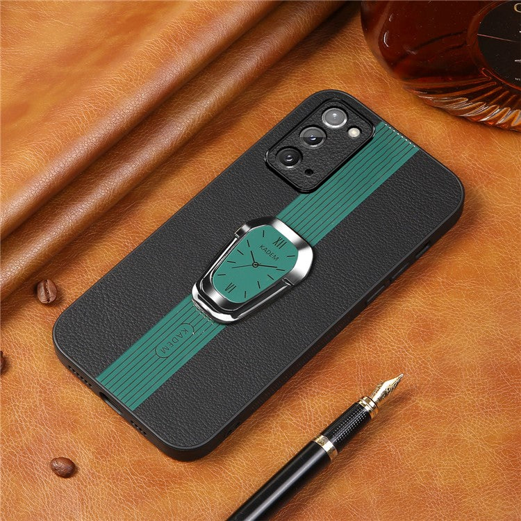 KADEM For Samsung Galaxy Note20 / Note20 5G Case Watch Pattern Folding Kickstand Phone Cover - Green