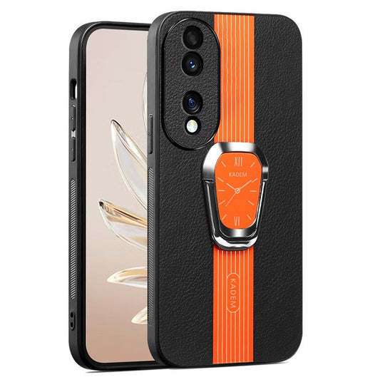 KADEM For Honor 70 5G Cover TPU+Acrylic Phone Shell with PU Leather Coating - Orange